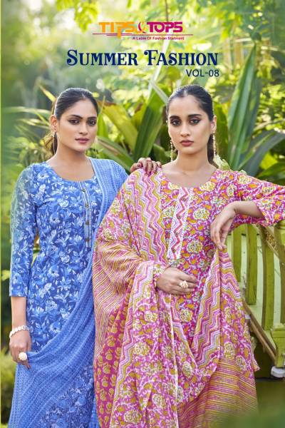 SUMMER FASHION VOL 8 BY TIPS & TOPS DESIGNER COTTON SALWAR SUIT WHOLESALER IN INDIA